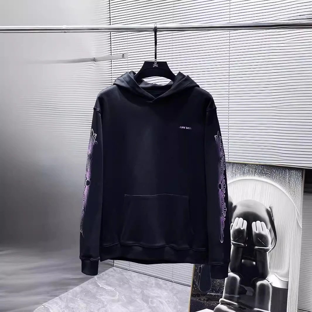 Chrome Hearts Cherry Blossom Pink Classic Horseshoe Sanskrit Letter Hoodie Loose Casual Pullover Hoodie Coat