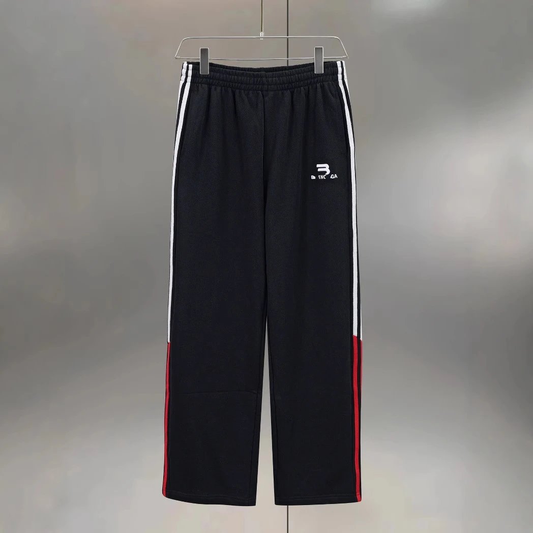 Balenciaga Double Hook Embroidery Side Three Stripes Unisex Loose Straight Pants