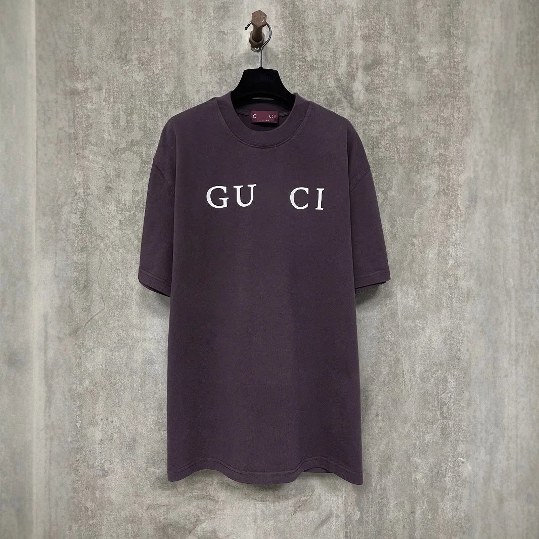 2025 New Gucci Classic Logo Print Heavyweight Short Sleeve T-shirt Top Unisex
