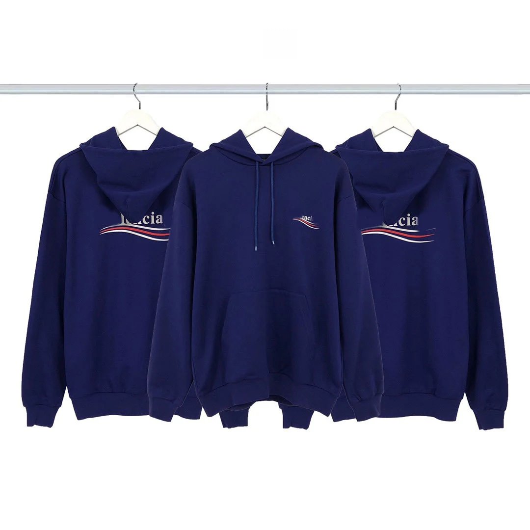 Balenciaga cola wave print hooded sweatshirt loose casual men's and women's hoodie couple style