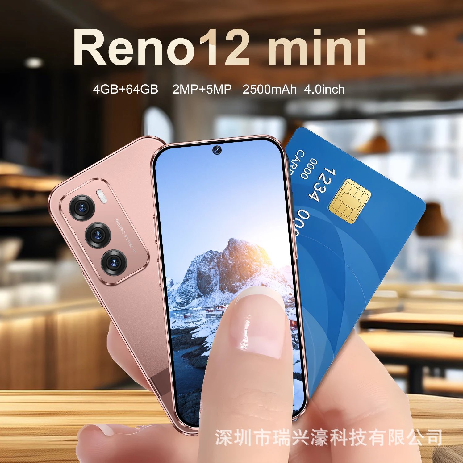 Phone New Reno12 Mini Mini 4.0 Inch Punch-Hole Screen Android Smart Card Cheap Small Phone