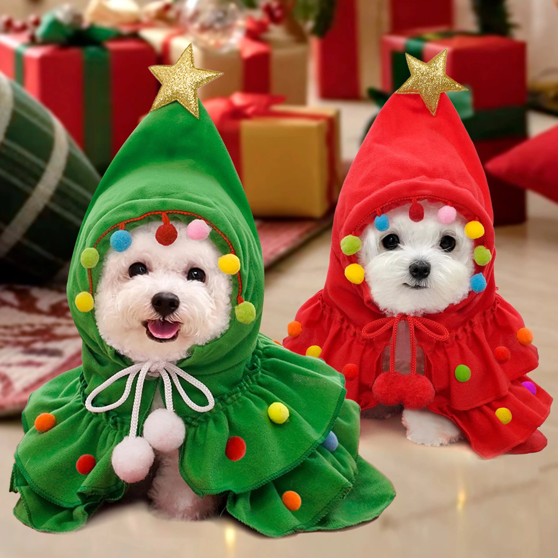 Autumn Winter Christmas Holiday Cape Pet Dog Transformation Outfit Dog Clothing Cat Supplies Cat Apparel