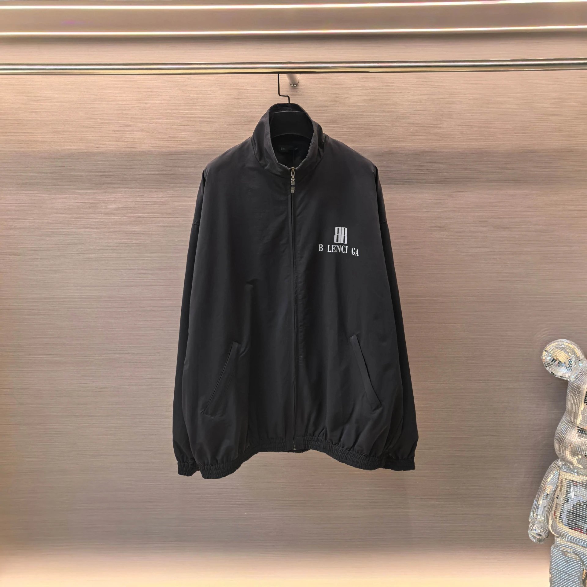 Balenciaga Front Back Double B Letter Print Windbreaker Jacket Unisex