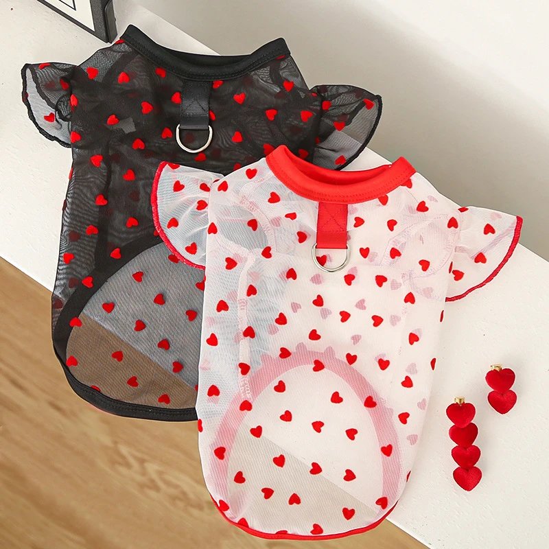 Original Heart Lightweight Soft Stretch Pet Dog Clothing Dog Clothing Cat Clothing Supplies Mesh Flutter Sleeve Bichon