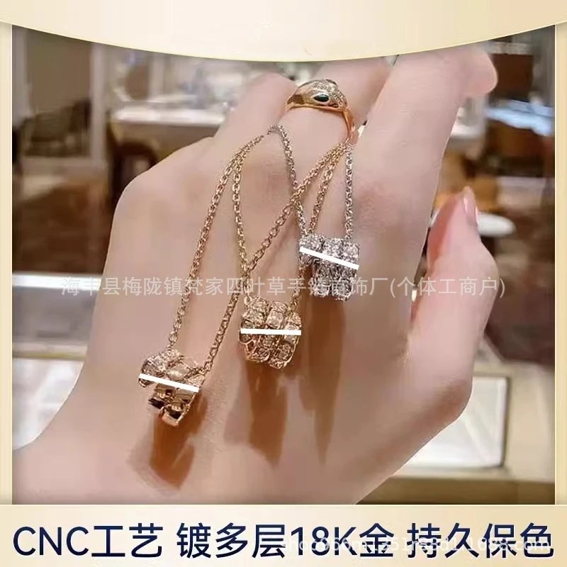 Bulgari 2025 New Triple Coil Serpent Necklace, Personalized Luxury Snake Bone Pendant Choker & Sweater Chain