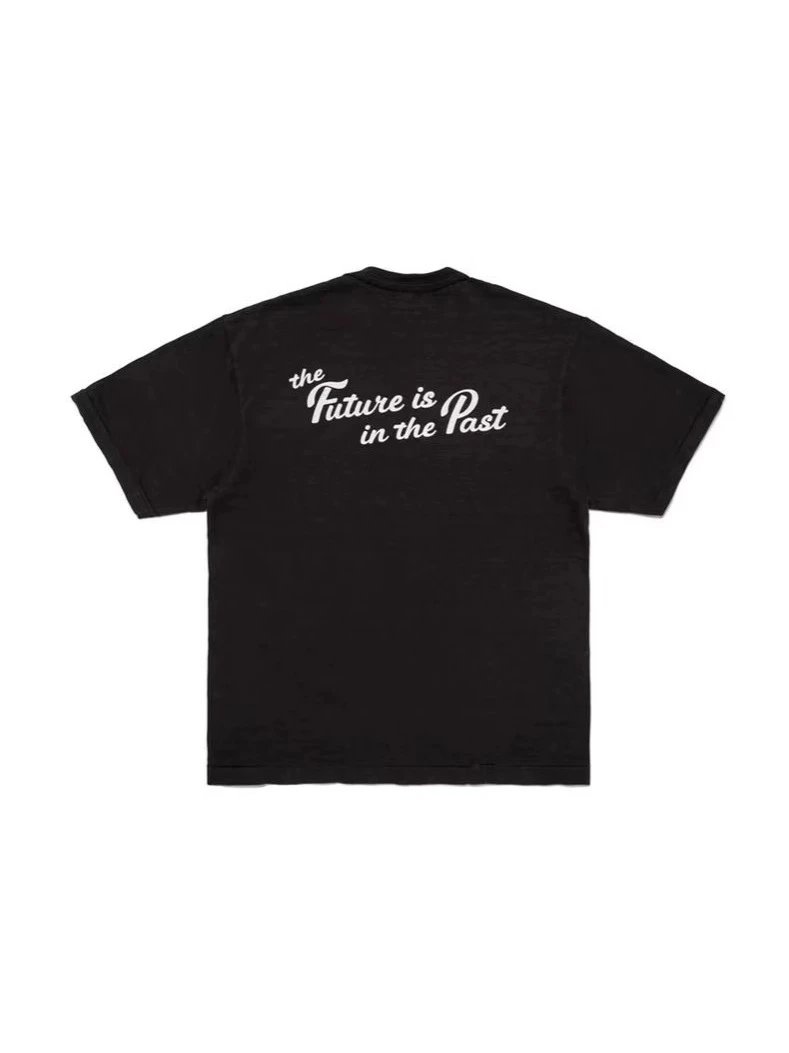 2025 New HUMAN English Letter Heavyweight 280g Bamboo Cotton Short Sleeve T-shirt Retro Short Tee