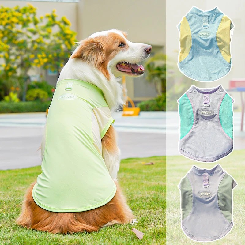 Large Dog Ice Silk Spring Summer Dog Clothing Dog Clothing Cat Clothing Supplies Cooling Clothing Sun Protection Golden Retriever