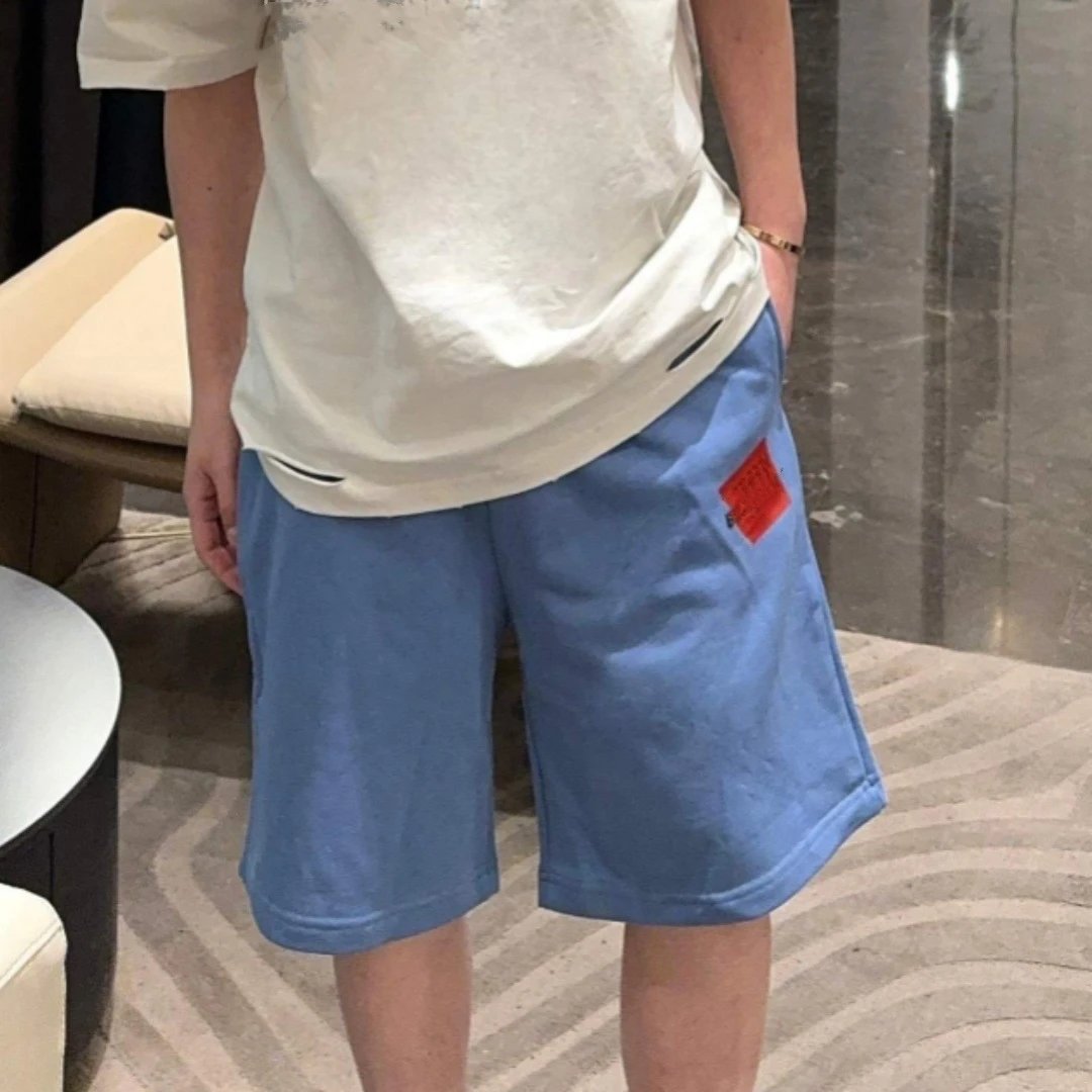 New Balenciaga Tape Letter Blue Shorts Sports Pants Unisex