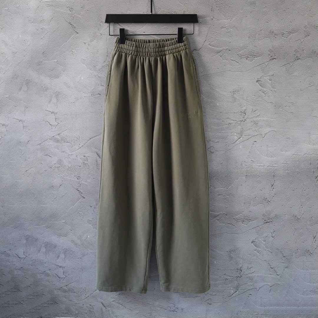 Balenciaga Classic Double B Embroidery Logo Solid Color Loose Sweatpants Wide Leg Pants