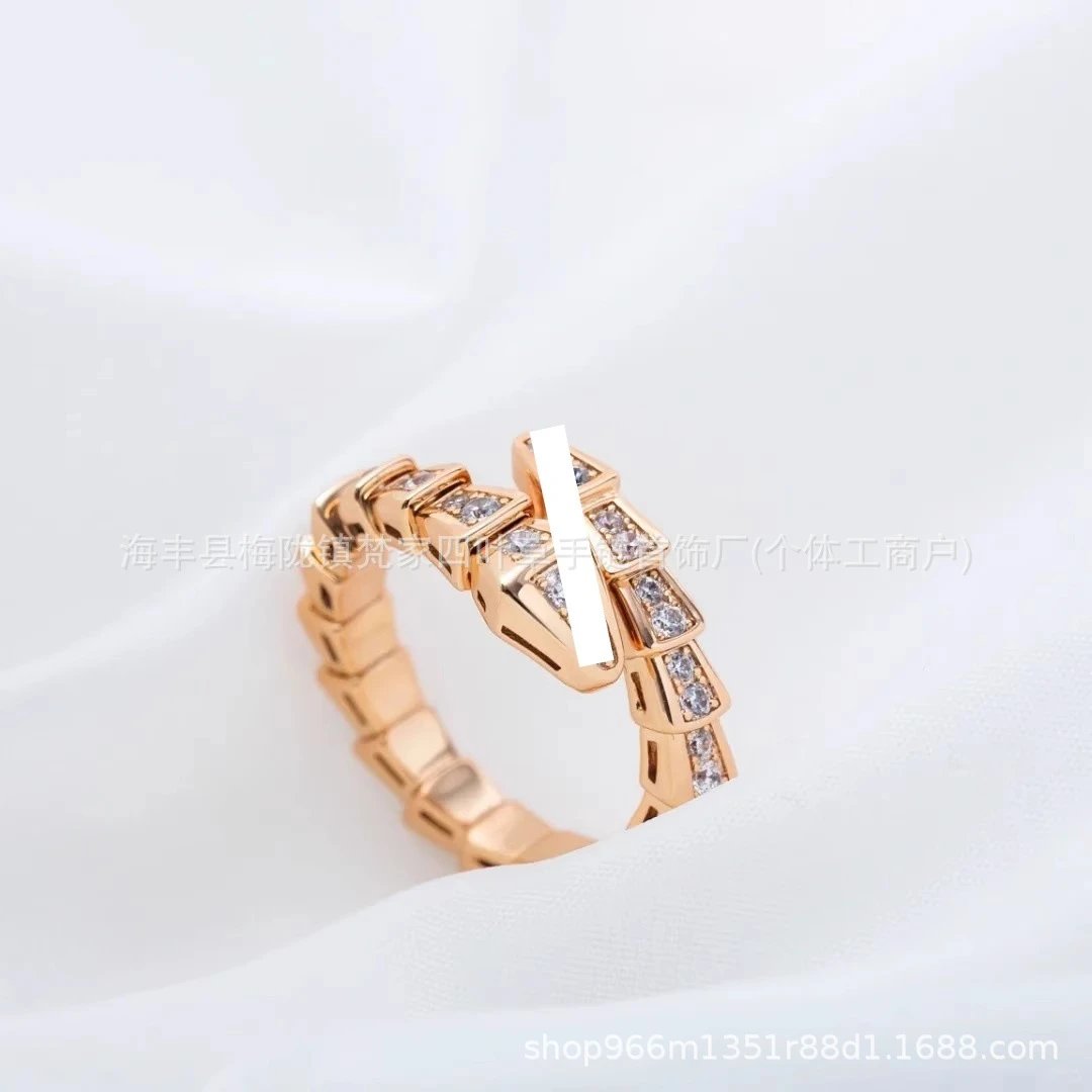 Bulgari Snake Bone Ring, Snake-shaped Ring, Plain Circle Spirit Snake Open Ring, High-End Sense Snake Ring Circle