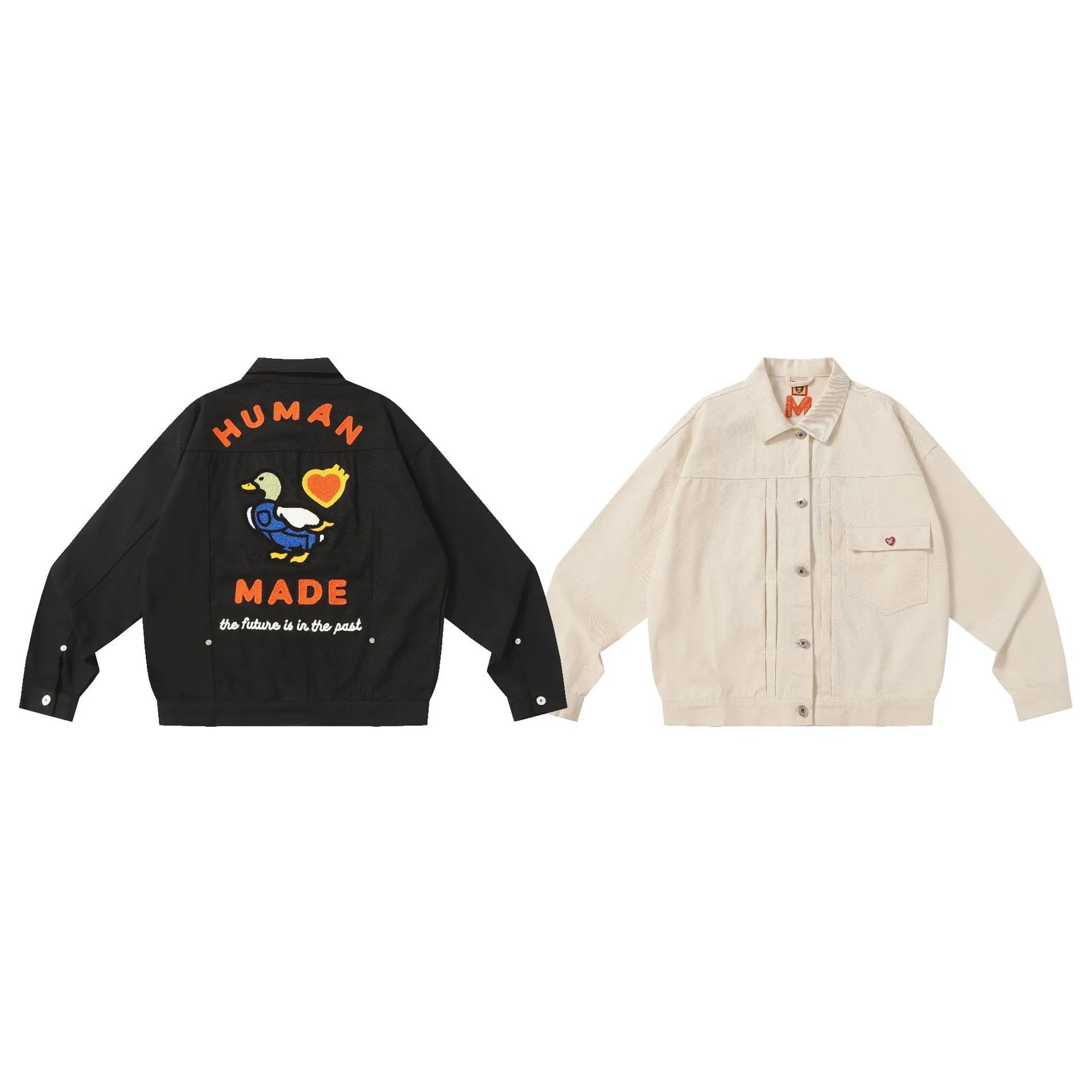HUMAN MADE Wool Appliqué Duck Heart Baseball Jacket Loose Unisex Trendy