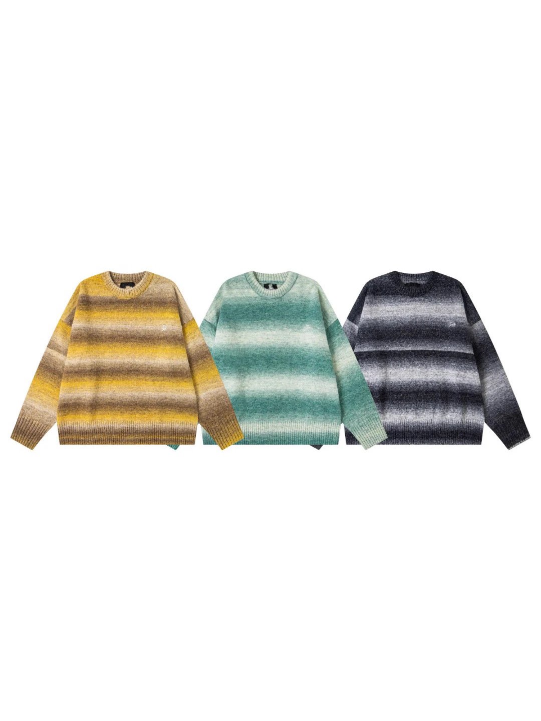 FW25 Vintage Gradient Print Sweater Unisex Knitwear Couple Style Trendy