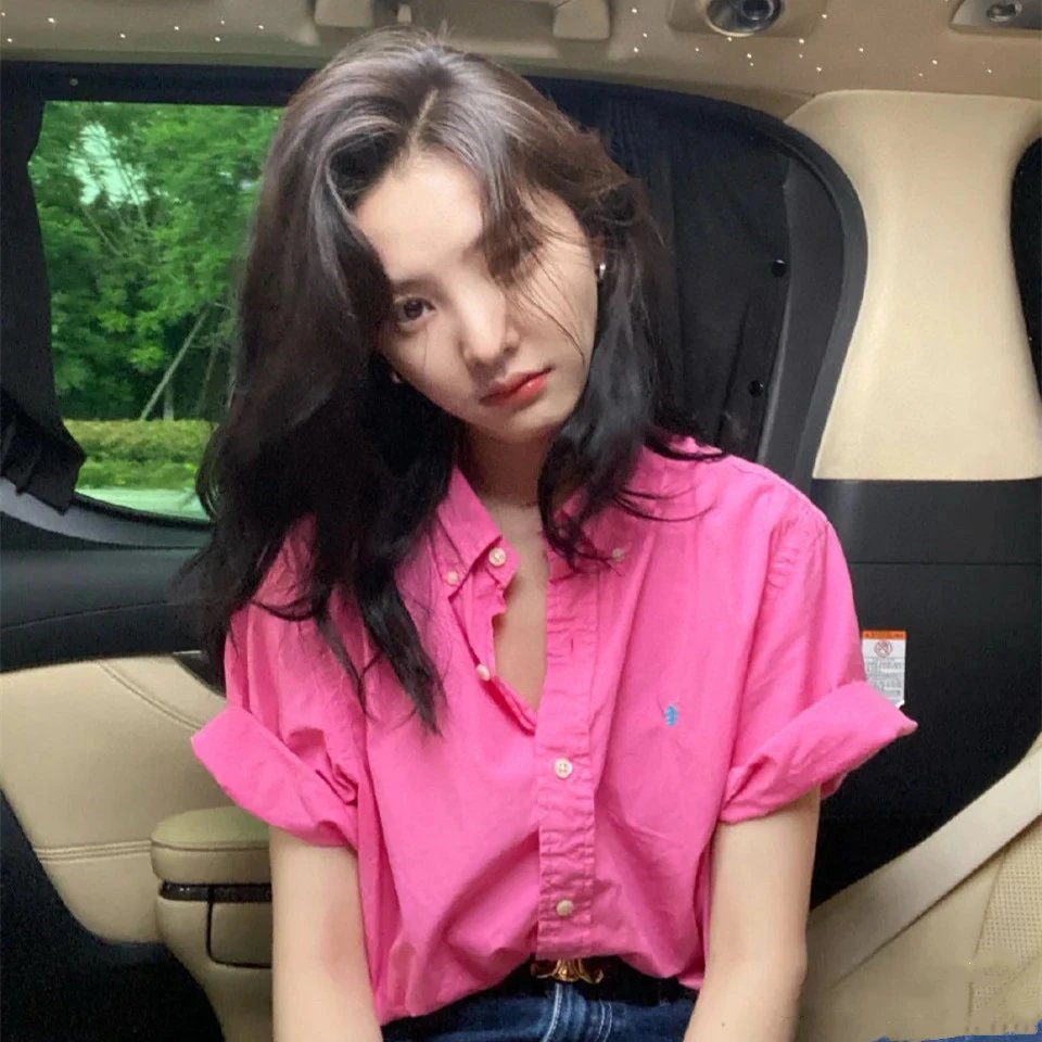 RL Ralph Pony Embroidery Celebrity Same Style Old Money Style Casual Short Sleeve Linen Shirt Unisex