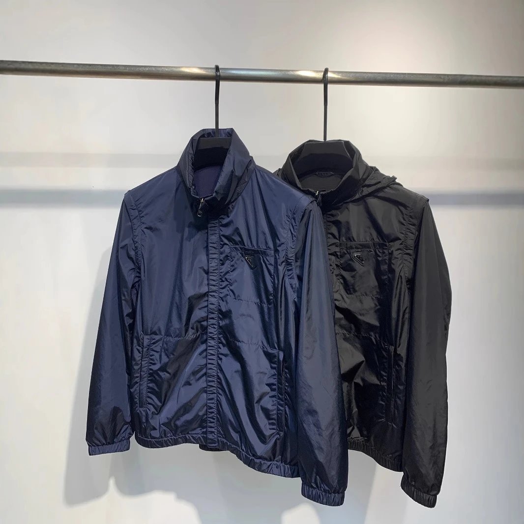 2025 New Prada Metal Plate Sleeve Detachable Unisex Hooded Jacket Vest