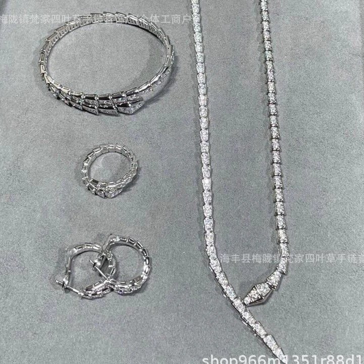 Bulgari Full Diamond Snake Bone Necklace for Women, Plated 18k Gold Necklace Choker, Socialite Accessory, Snake Head Collarbone Chain