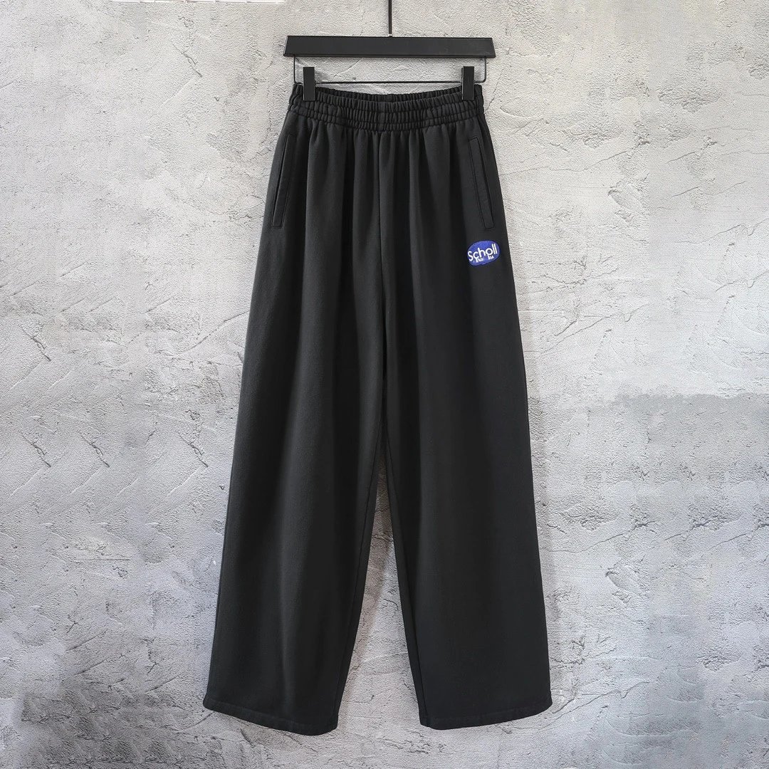 2025 New Balenciaga Washed Embroidery Sports Pants Sweatpants Unisex