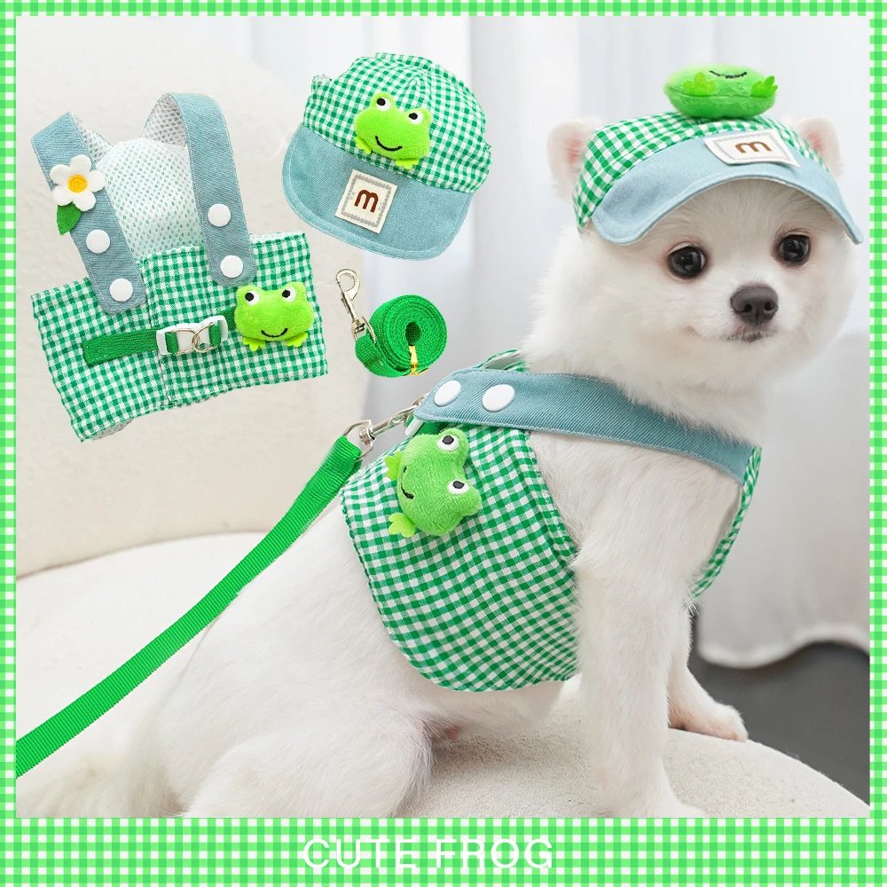 Frog Spring Summer Pet Harness Leash Cat Leash Set Cat Small Dog Clothing Outdoor Dog Supplies