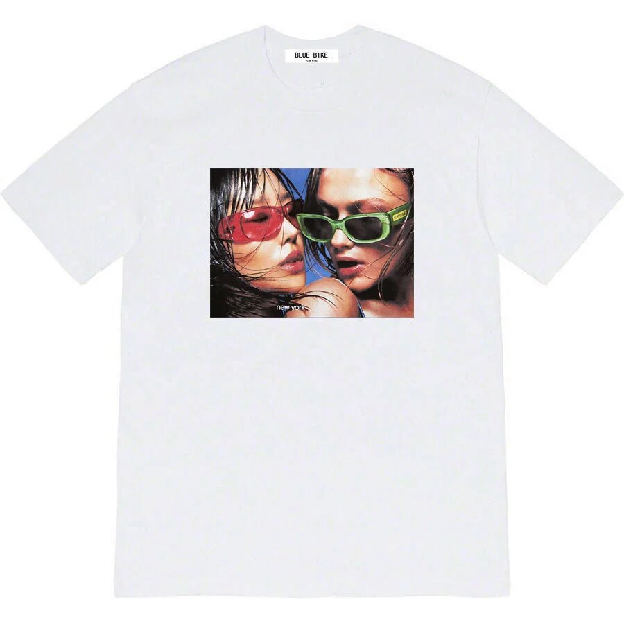23SS EYEWEAR TEE Glasses Advertisement Beautiful Woman Photo Round Neck Short Sleeve T-shirt Unisex Couples