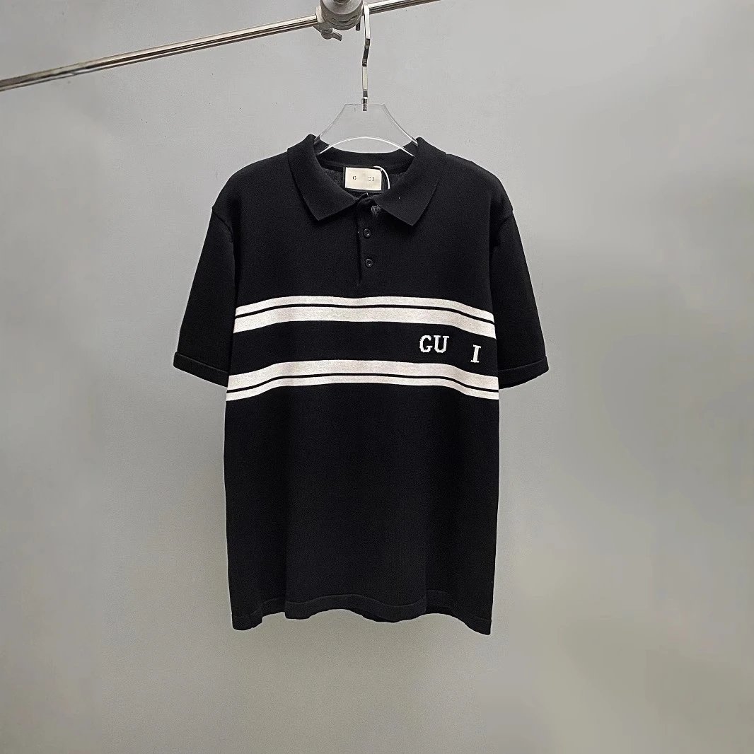 2025 New Gucci Viral Lapel Short Sleeve Polo Shirt Short Sleeve Top Unisex