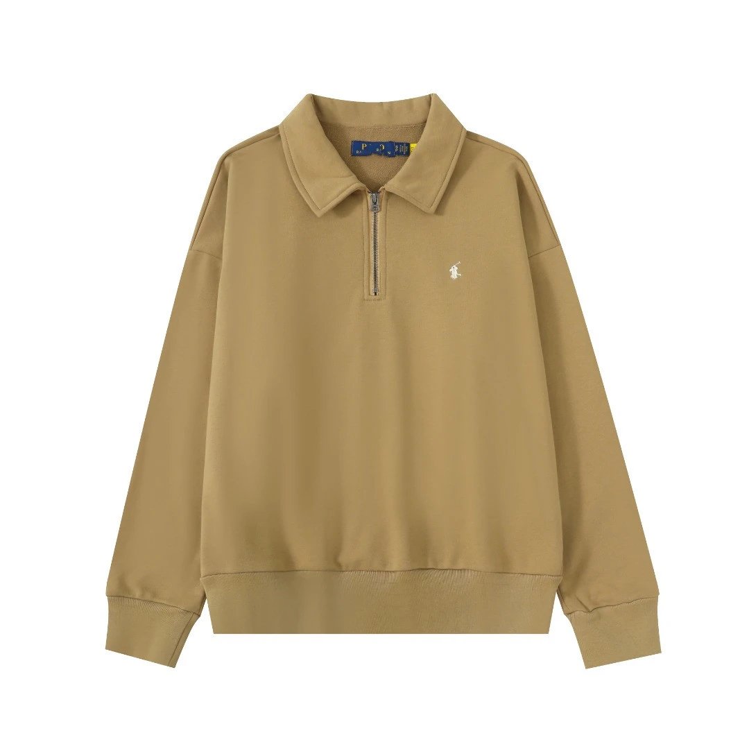 Ralph Lauren small horse embroidery LOGO eight colors half zip collar pullover sweatshirt men's and women's