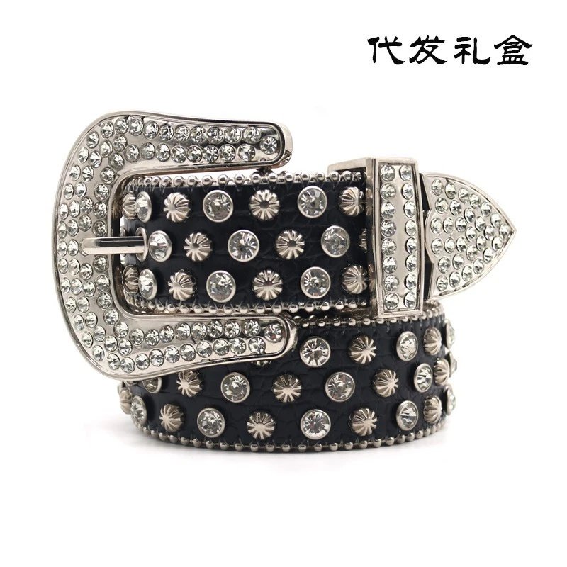 Women Rhinestone Belt, Men Western Cowboy Cowgirl Sequin Diamond Bling Studded Belt