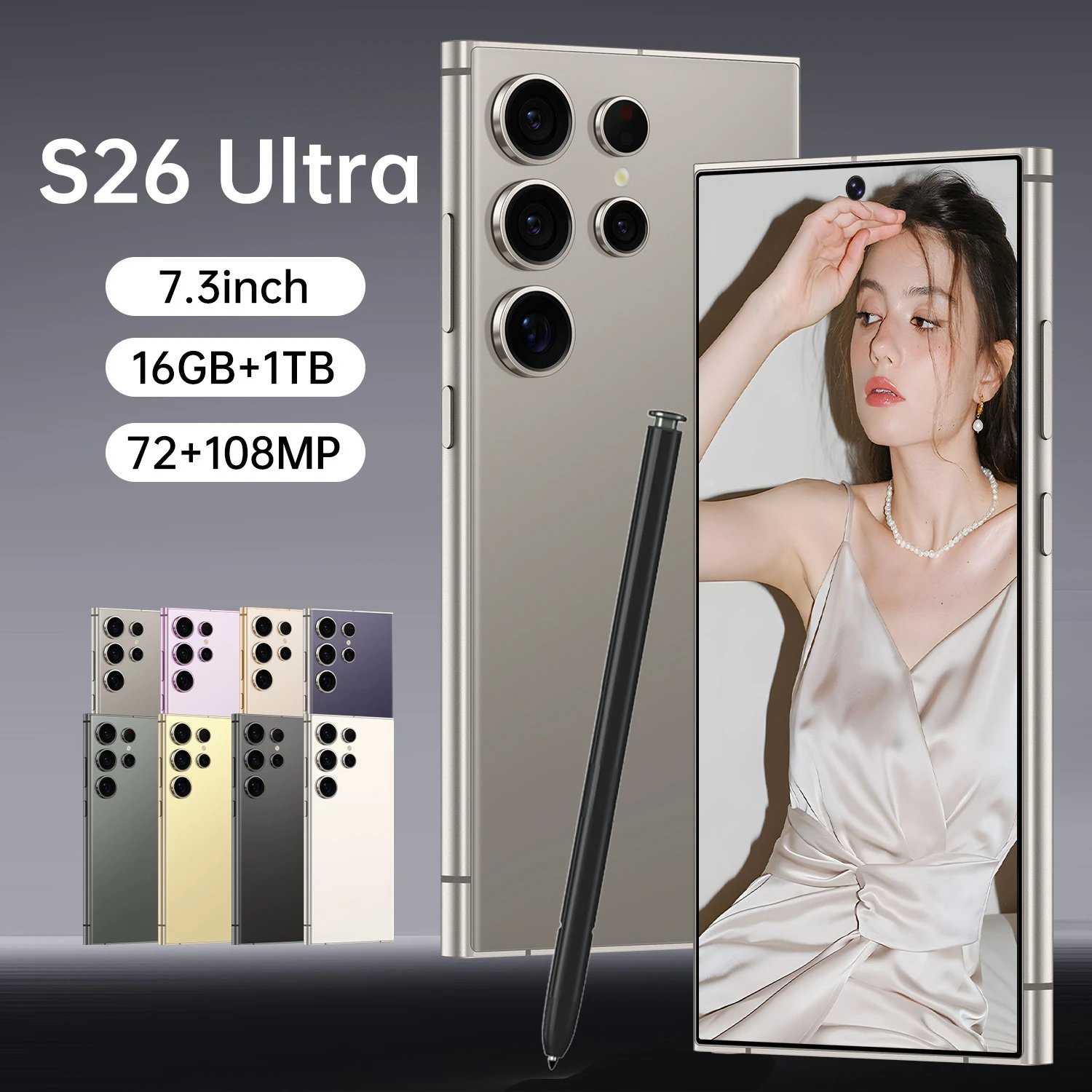 Hot Seller S26 Ultra Phone 16+1TB Punch-Hole 7.3 Inch Large Screen 5G Full Netcom