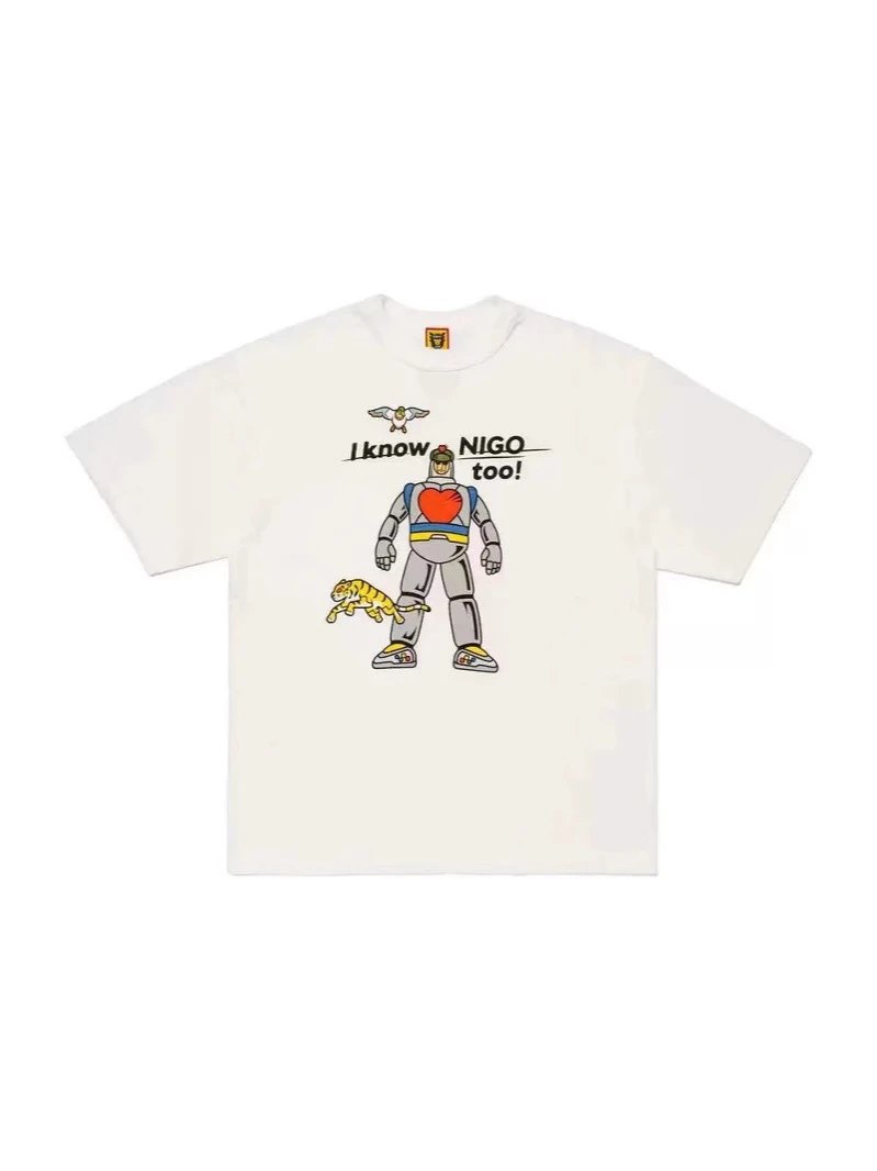 HUMAN Astronaut Pattern Unisex Couples Round Neck Short Sleeve T-shirt