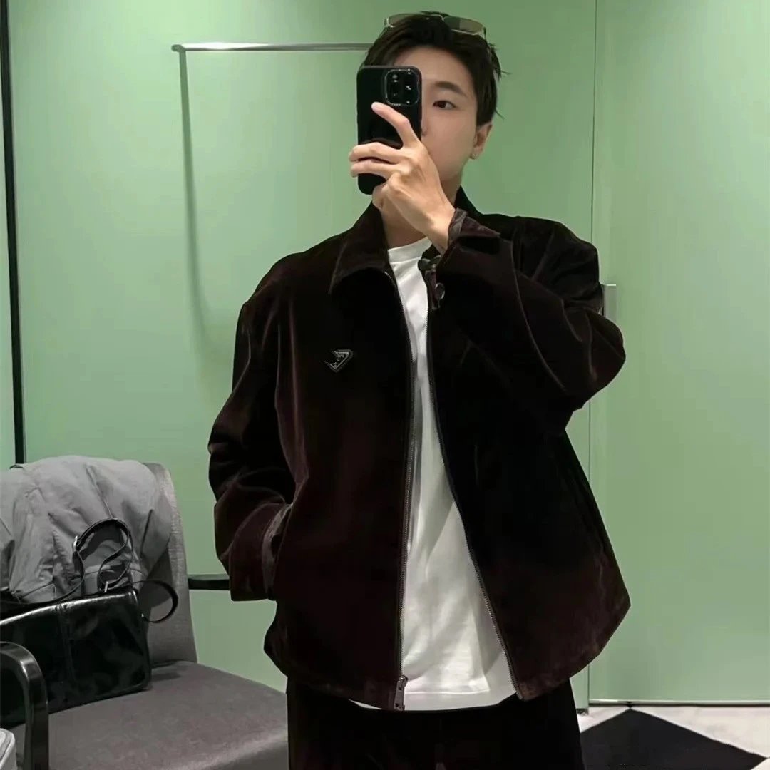 Prada Internet Famous Matte Velvet Black Lapel Jacket Unisex