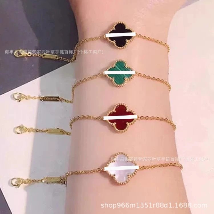 Van Gogh High-Quality Five Flower Mini Six Flower Four-Leaf Clover Bracelet, Red Agate Mini Bracelet for Women, Luxury