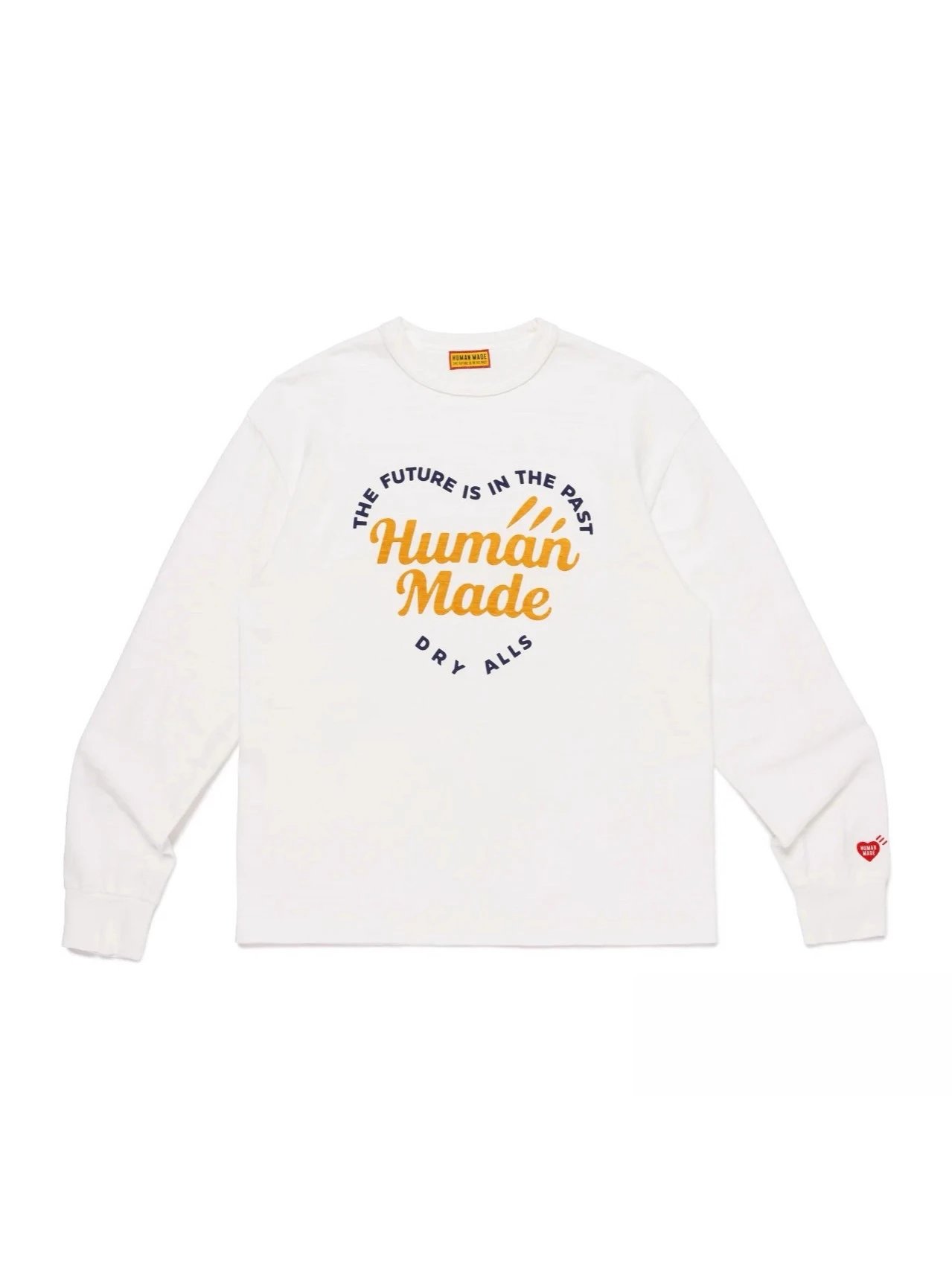 Human Made Heart Print Pattern Long Sleeve T-Shirt Loose Unisex Couple Style Base Layer-