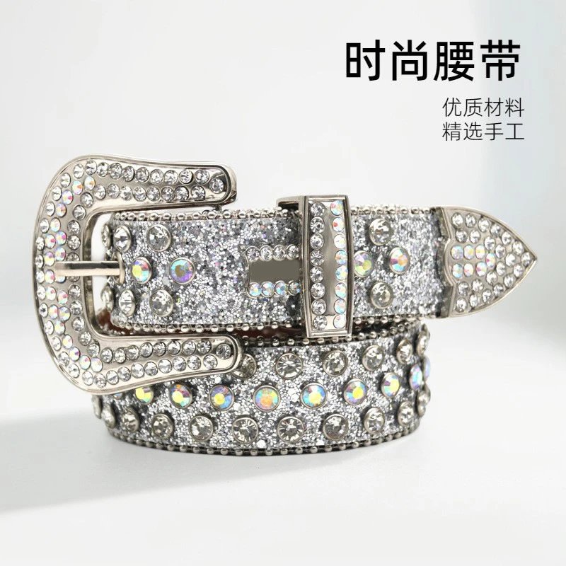 Waist Belt,Rhinestones Studded Western Leather Belt for Men Women Vintage Crystal Bling Waist Belts for Dresses Jeans