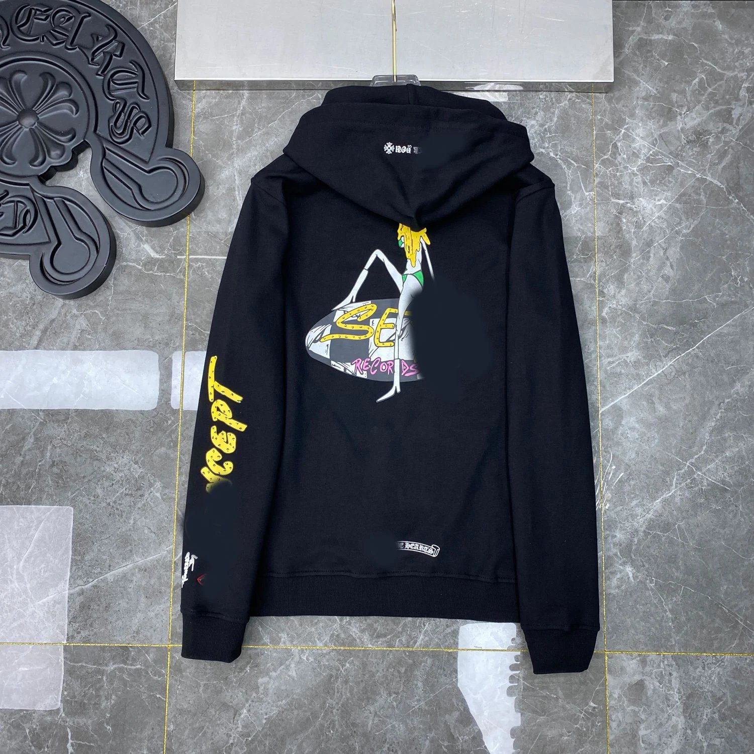 20 Chrome Hearts graffiti surfer hooded sweatshirt loose casual hoodie men's and women's trendy versatile