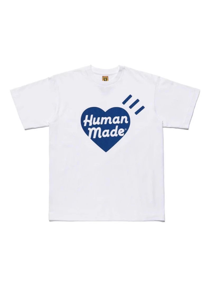 2023 New Human Made Heart Letter Print Short Sleeve T-shirt Unisex Couples