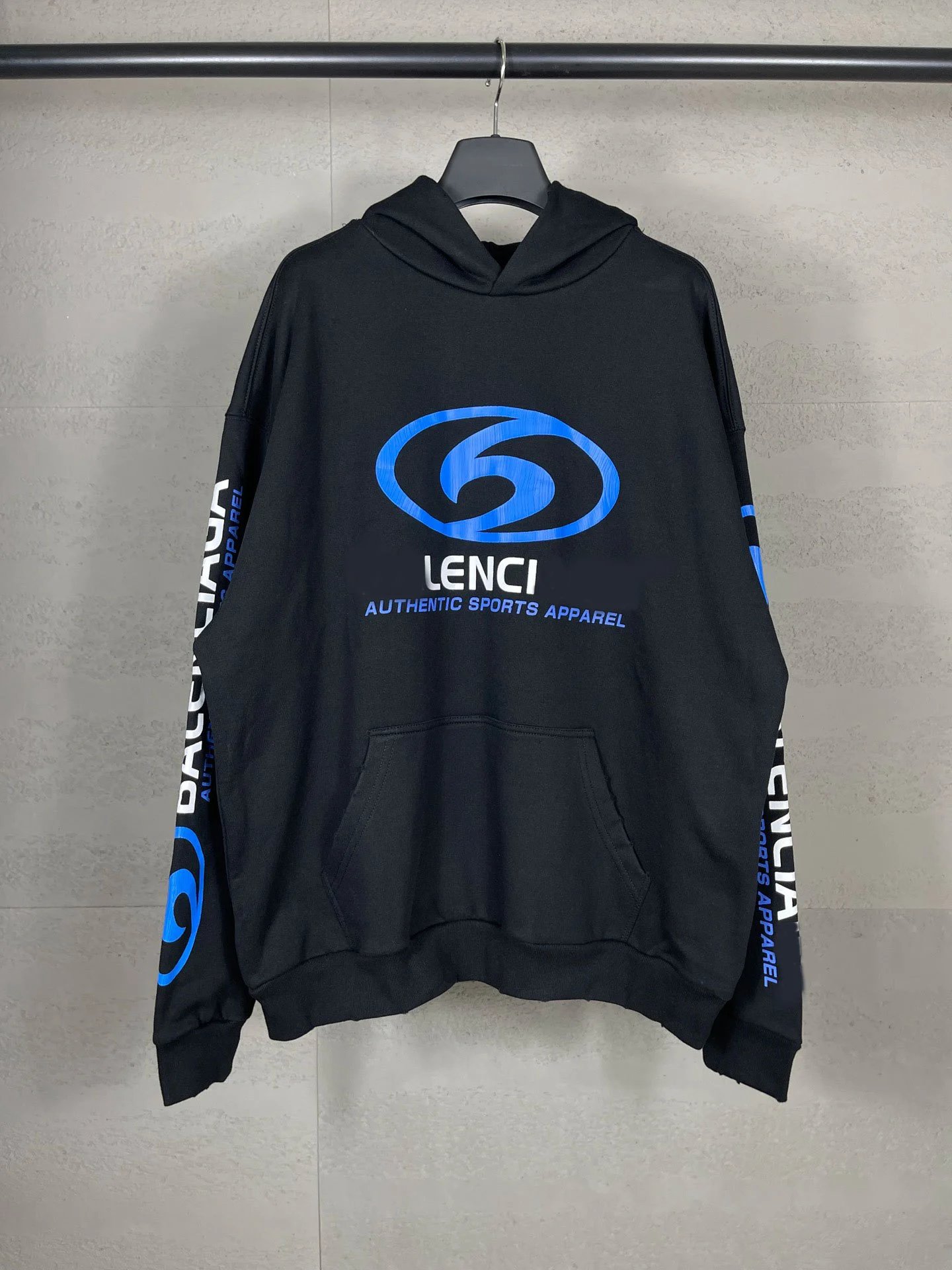 Balenciaga Surf Pattern Letter Print Direct Tear Front Garment Frayed Distressed Hoodie Pullover Loose Hoodie