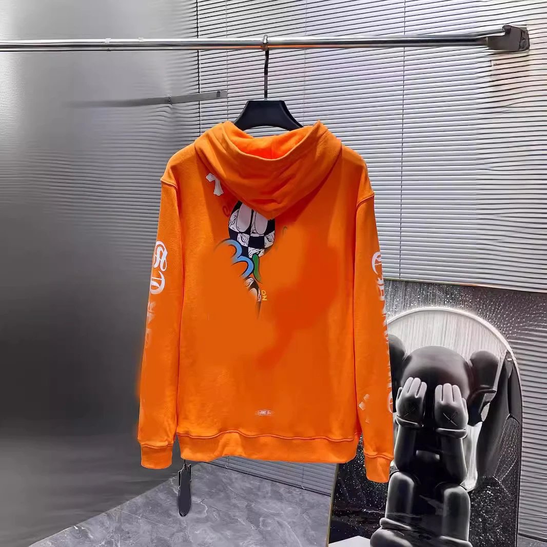 Chrome Hearts Cross Embroidery Leather Patch Graffiti Hoodie Loose Casual Pullover Hoodie Couple Style