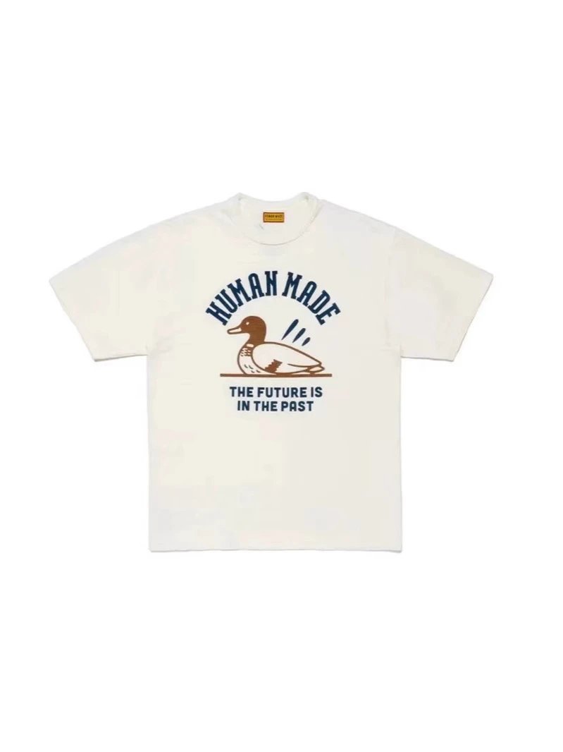 Human Swan Swimming 250g Bamboo Cotton Short Sleeve T-shirt Loose Unisex Couples