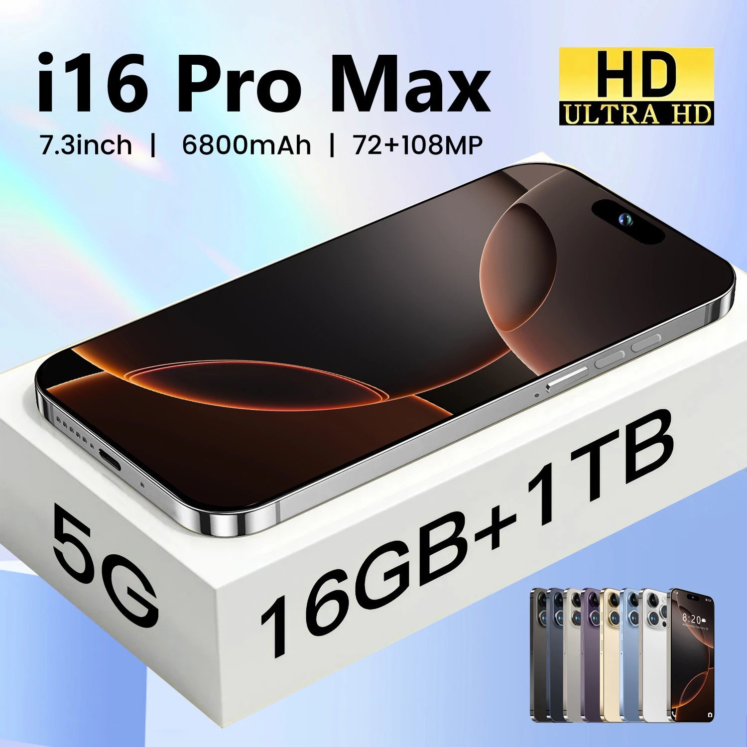Phone New I16 Pro Max 16+1TB Dynamic Island Android 8.1 Hot Seller Smartphone