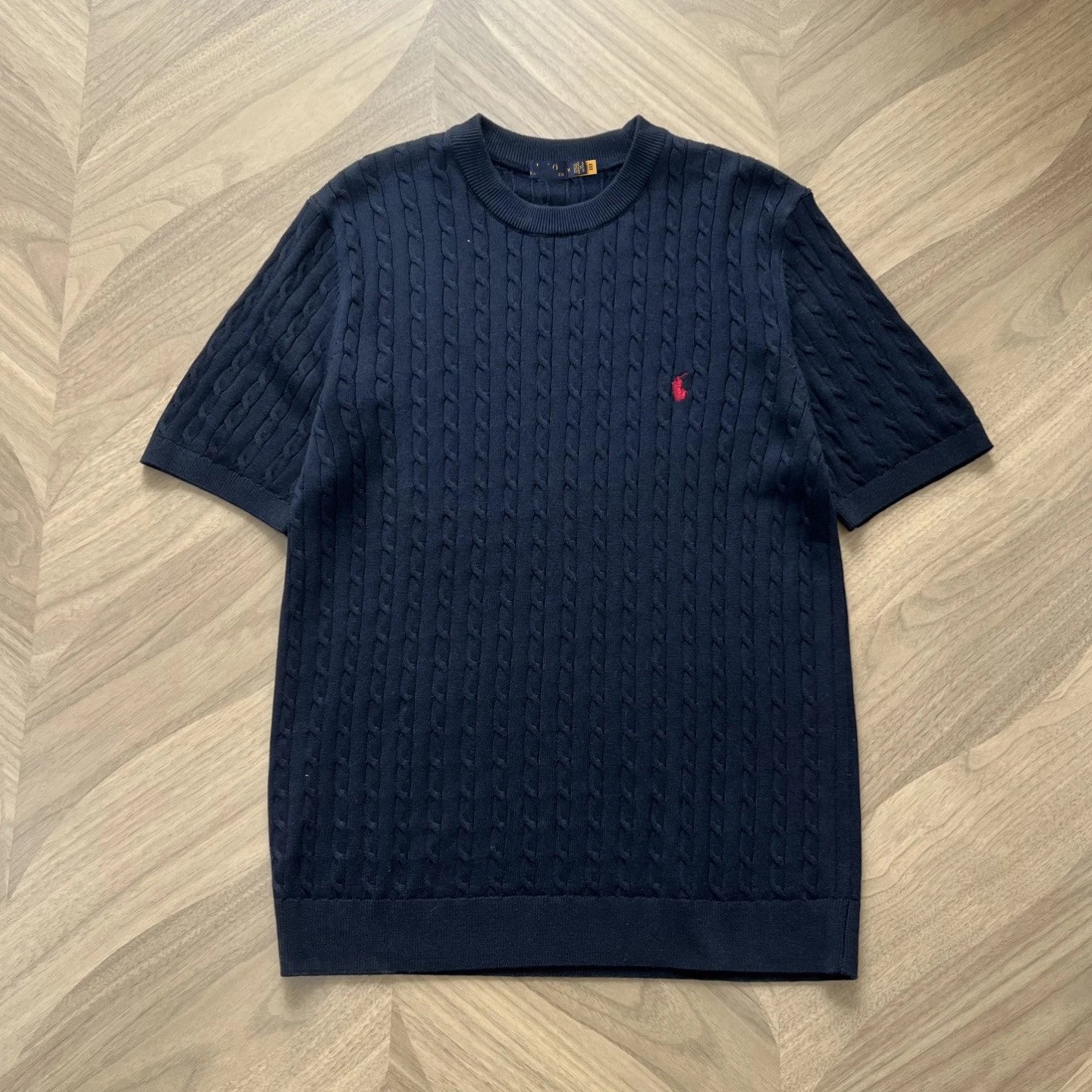 RL Ralph Lauren Pony Embroidery Small Label Casual Knit Cable Knight Men's Knit Round Neck Short Sleeve