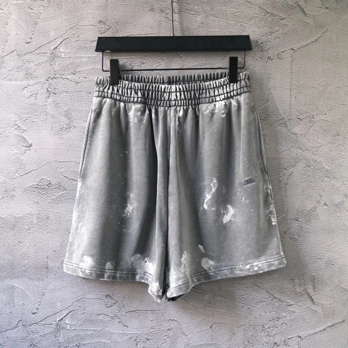 Balenciaga Mud Dye Paint Vintage Heavy Duty Washed Letter Embroidery Shorts