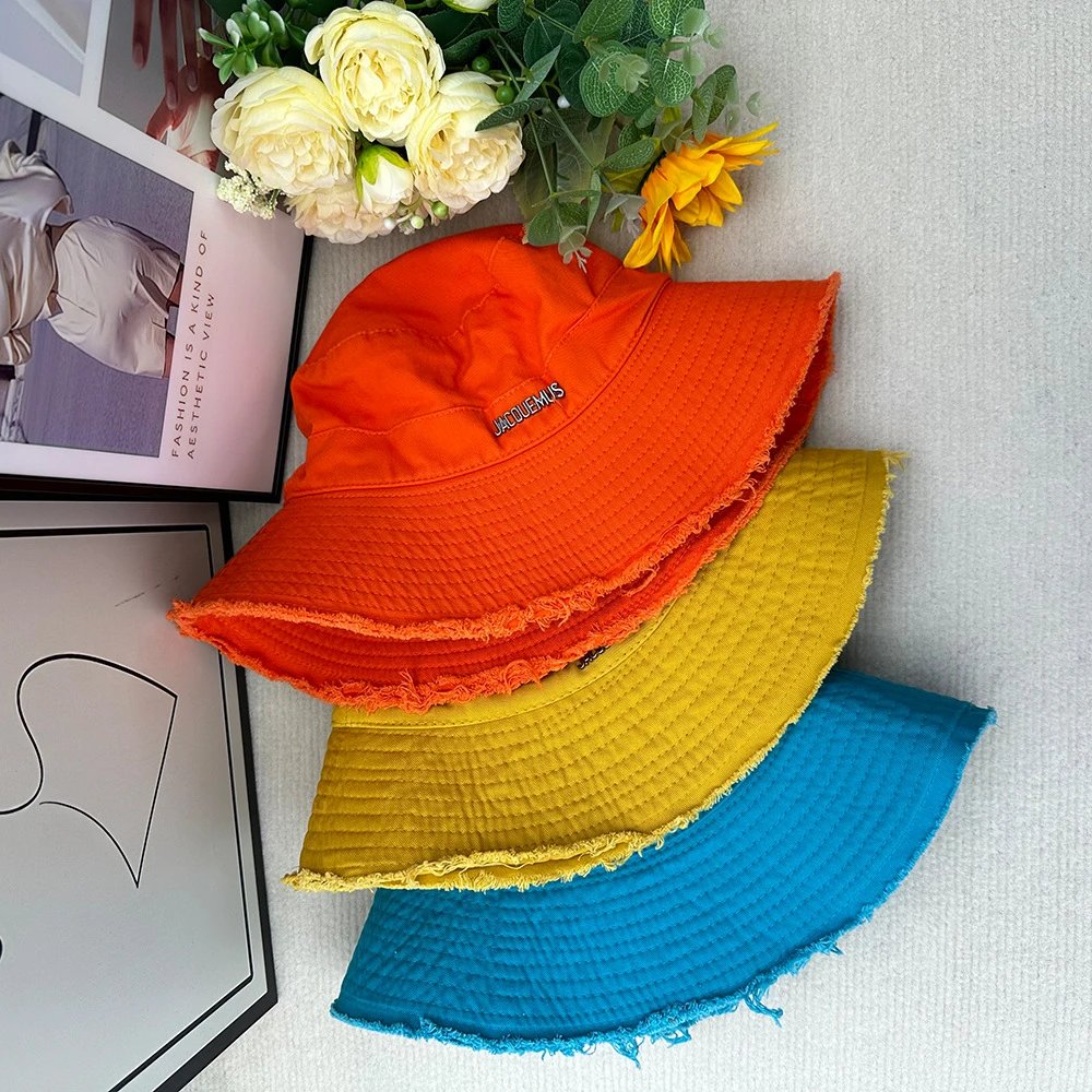 Hyuna Same Style Bucket Hat Women Summer Watercolor Fringe Wide Brim Sun Hat Vintage Hat