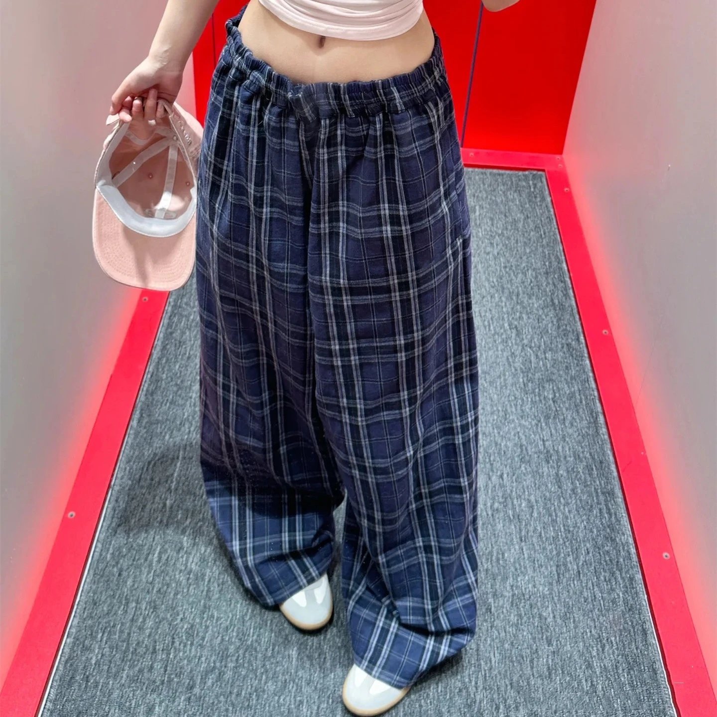 Balenciaga Internet Famous Plaid Flannel Pants Wide Leg Casual Pants Unisex