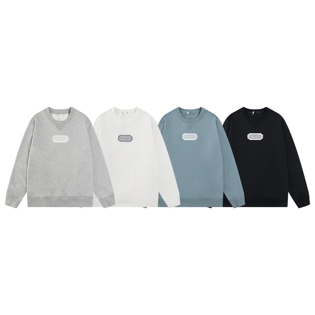 Dior classic style blade logo embroidery pullover terry crewneck sweatshirt men's and women's