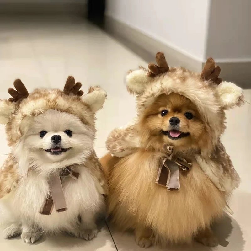 Christmas Pet Dog Apparel Reindeer Cape Dog Cat Clothing Cat Transformation Outfit Hat Accessories Supplies