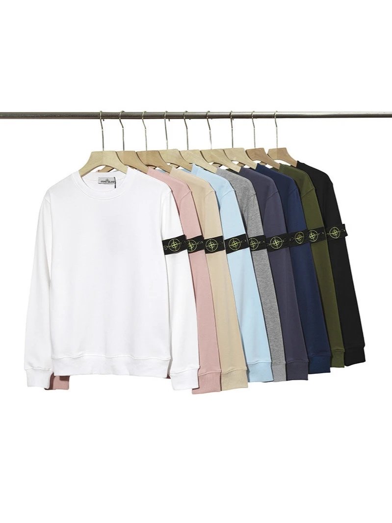 Classic Stone IslandStone monkey island solid color crewneck badge long sleeve pullover sweatshirt men's and women's