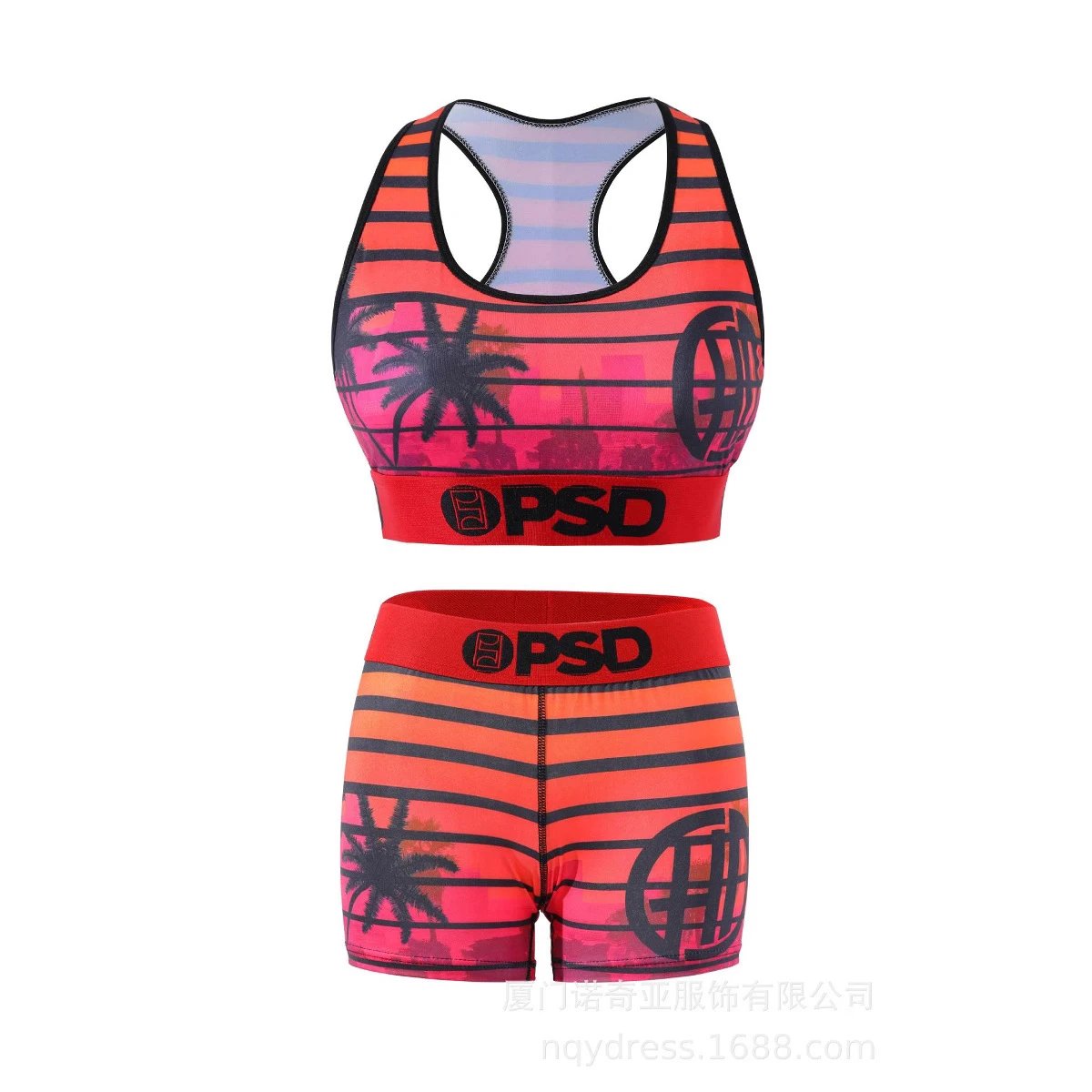 P2007-233sd Women's Set Four-Needle Jacquard Camisole Shorts Two-Piece Underwear Sweat-Absorbent Sports Swimwear Quick