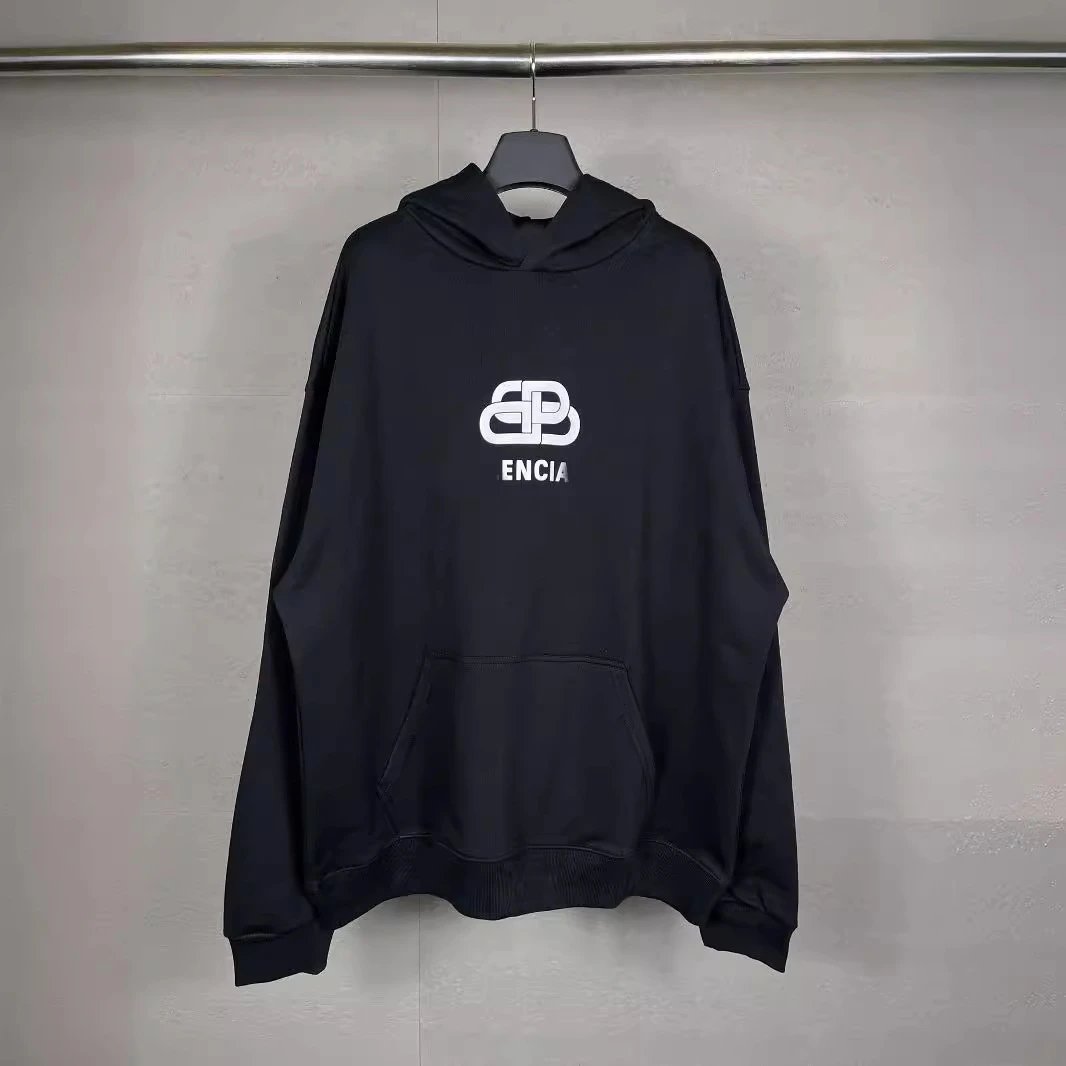 Balenciaga classic lock letter LOGO long sleeve hooded sweatshirt loose casual men's and women's hoodie couple