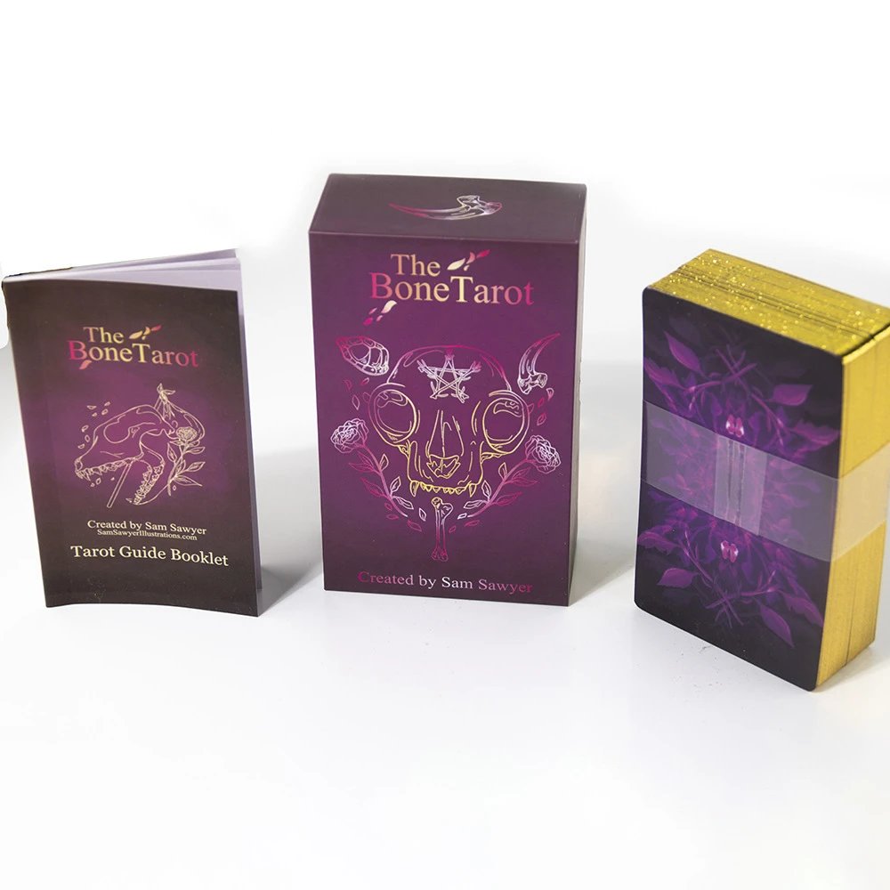 The Bone Tarot Original Size Full English Bone Tarot Cards Gold Foil Playing Cards Hard Box