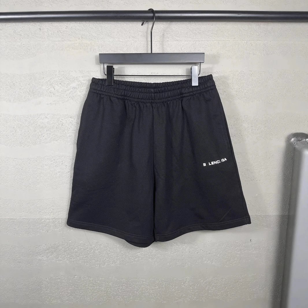25ss New Balenciaga Classic Logo Print Back Patch Pocket Shorts Sweatpants Unisex