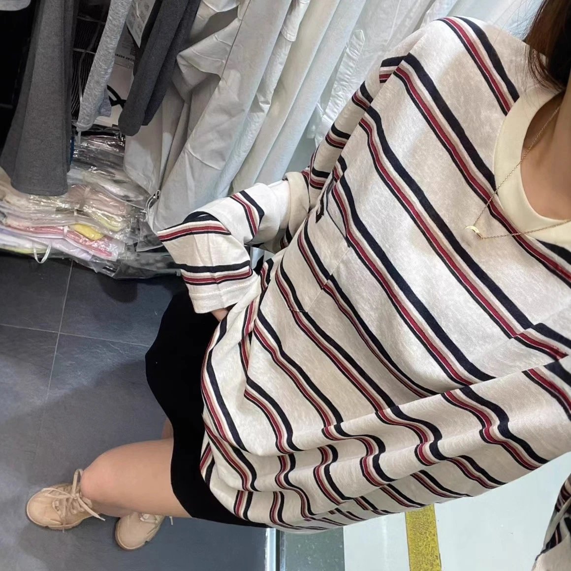 2025 new style Miu Miu style stripe long sleeve T-shirt men's and women's