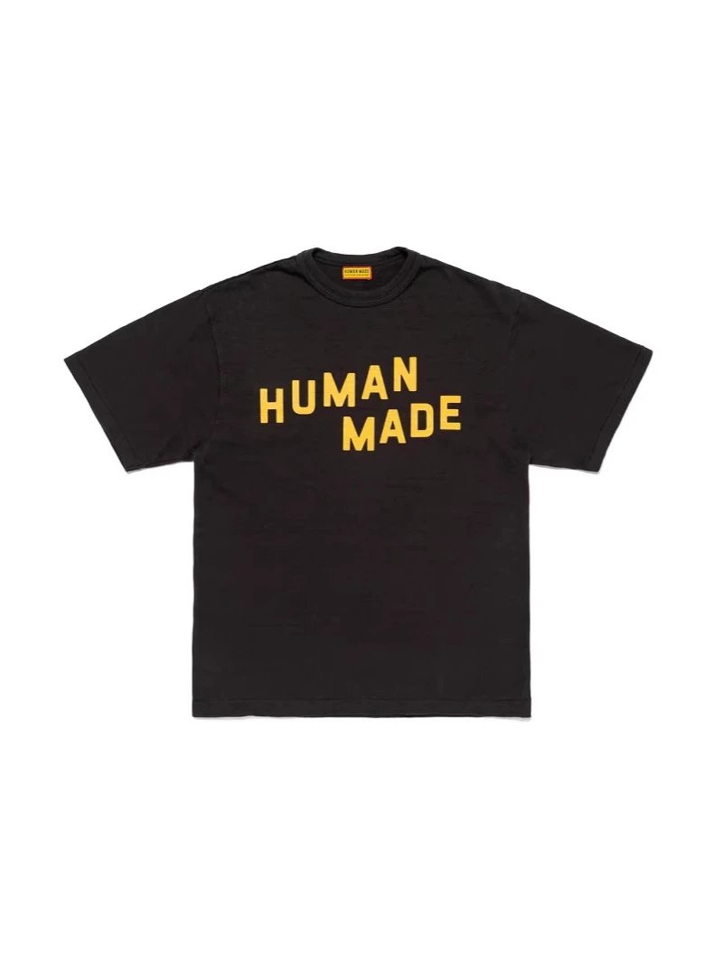 Human Made Orange Letter Pattern Short Sleeve T-shirt Loose Unisex Couples-